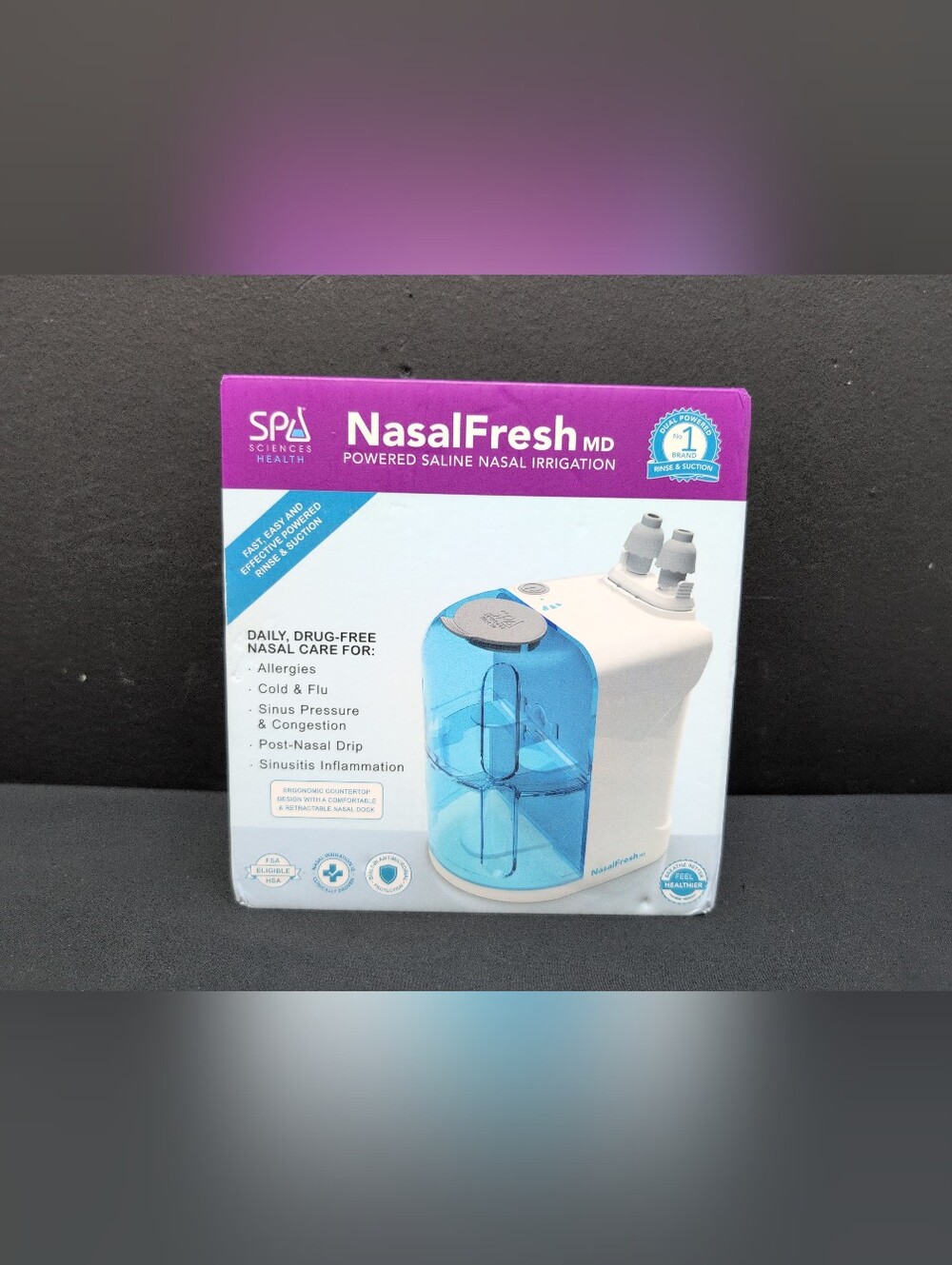 Spa Sciences Health Nasal Fresh MD Powered Saline Nasal Sinus Irrigation New